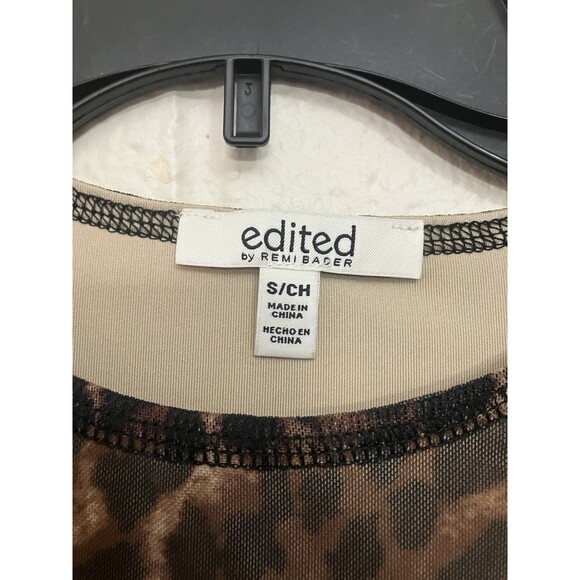 Edited by Remi Bader Women's Long Sleeve Mesh Top Size S Small Leopard Print - Picture 6 of 11